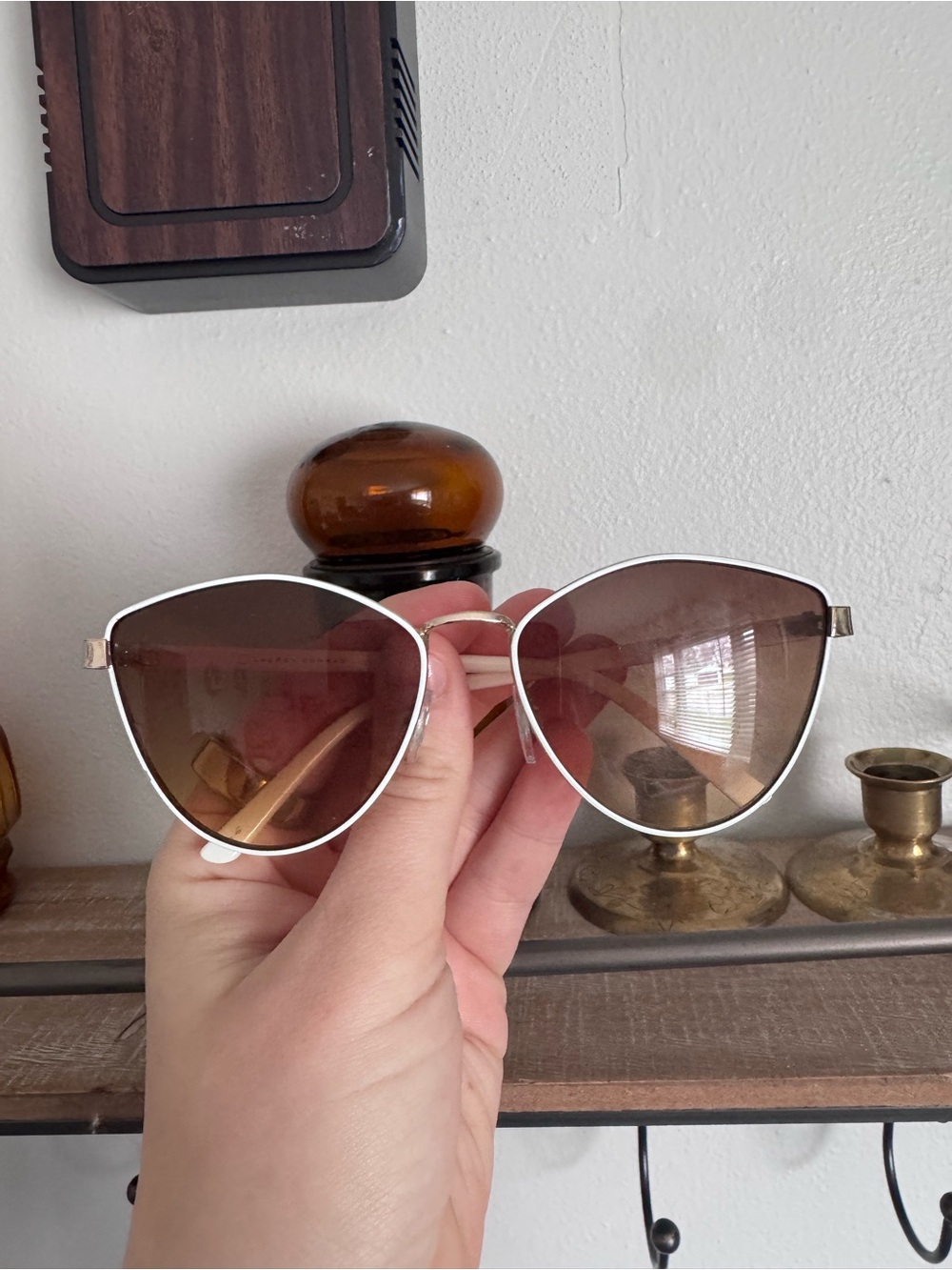 LC Lauren Conrad Brown Gradient Cat Eye Sunglasses with Silver Trim